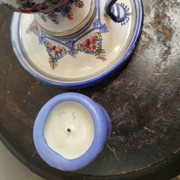 Keck Keramic Goldmedaille 1987 Pottery Candle Holder Germany Blue 4 3/4" - Picture 6 of 9